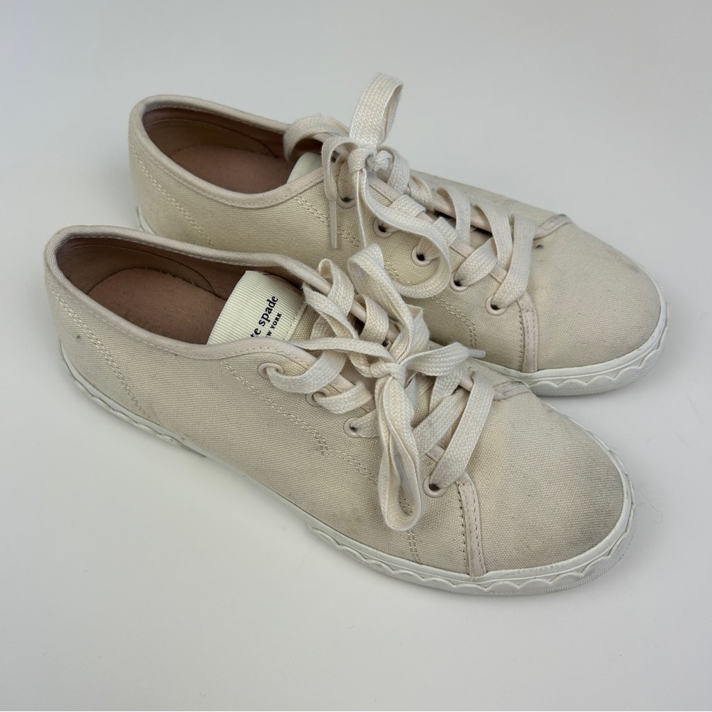 Kate Spade New York Vale Cream canvas sneakers size 6B - Picture 2 of 5